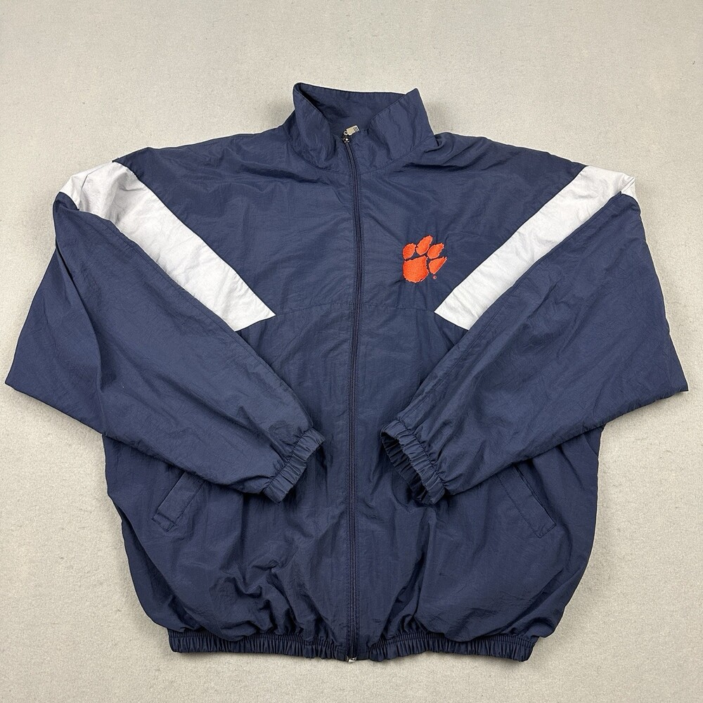 Clemson Tigers Jacket Men Extra Large Blue Russell Full Zip Paw Logo NCAA XL *